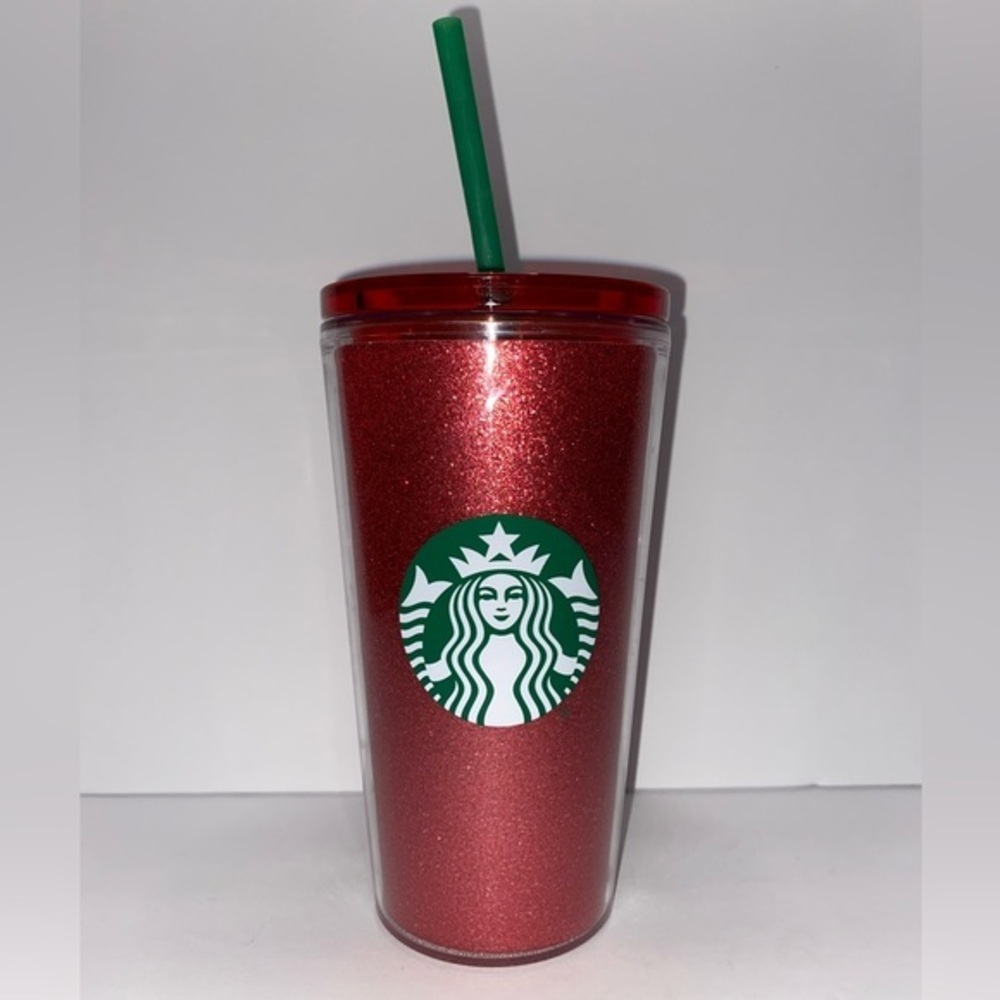 Starbucks Sparkling Red Glitter Holiday Tumbler 16oz, Cold brew